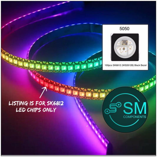 100PCS SK6812 WS2812B BLACK RGB 5050 Individually Addressable LED Chip DC 5V