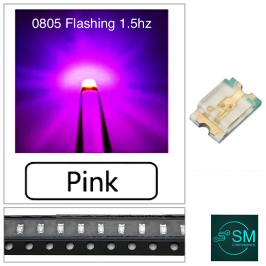 100PCS 0805 LED Flashing Blinking SMD PINK 660nm LED Light Emitting Diodes DIY