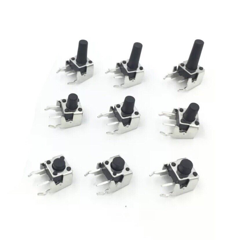 90PC Right Angle Momentary Tactile Non Latch 6X6X 4.3/5/6/7/8/9/10/11/12mm + Box