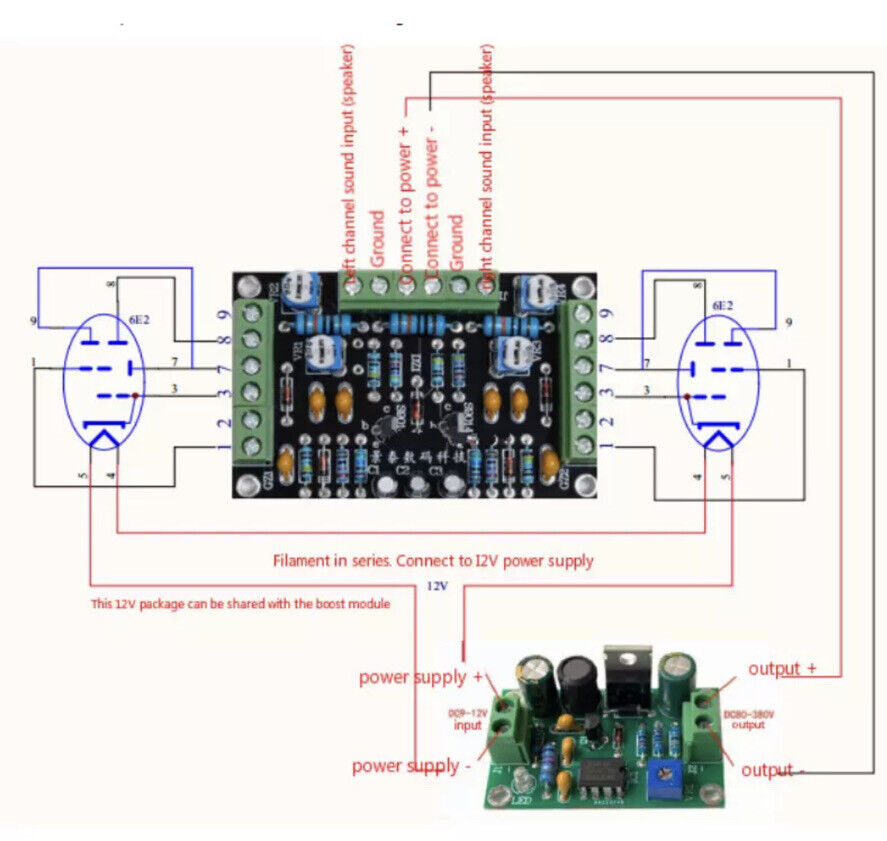 DIY DC12V Dual Channel Low Voltage 6E2 Tube indicator driver Board level Cat Eye