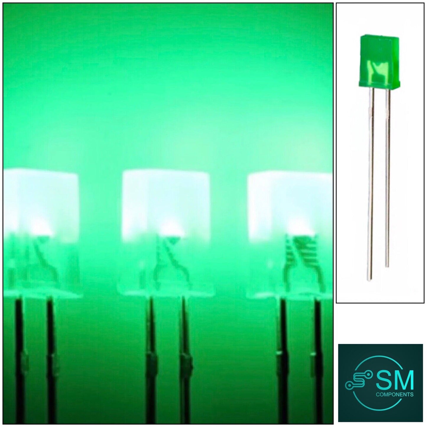 100pcs GREEN 2x5x7mm Diffused GREEN Resin Rectangle Led Light Emitting Diode 520