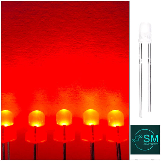 100pc 3mm RED Diffused Round Top With Edge LED Diy Light Emitting Diodes 620nm