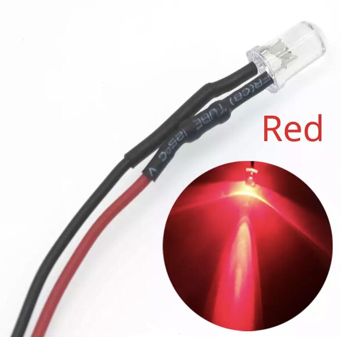 20pcs Prewired 5mm FLASHING RED LED 1.5Hz DC 12V 20mA 5mm Clear Round LEDs