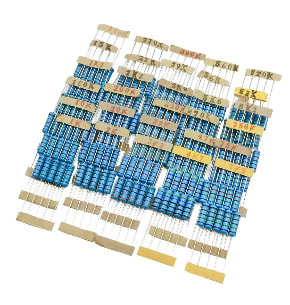 150pcs 2W 2 Watt Metal Oxide Film Resistor Axial Leads 1KΩ-820KΩ 30 Values 1%+-