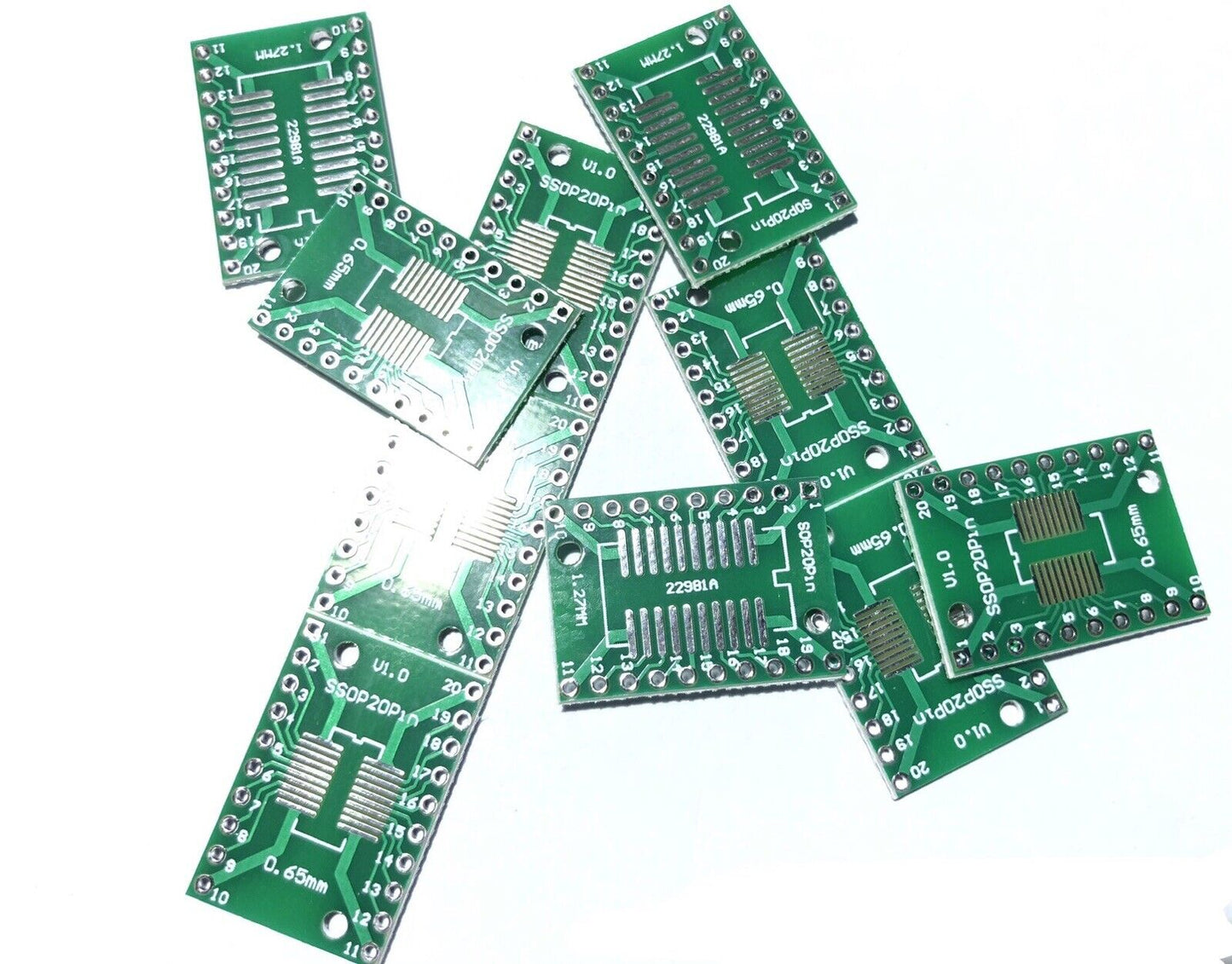 10PCS SOP20 1.27 & 0.65mm Adapter Board SSOP20-SOP20 to DIP20 Transfer Board DIP