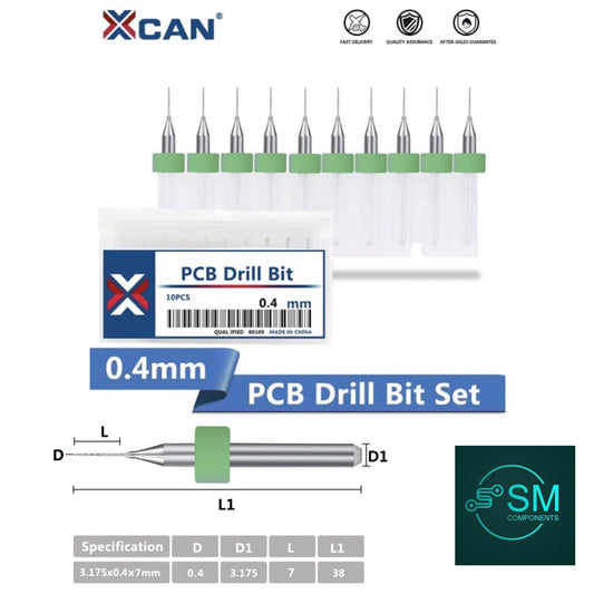 10Pcs 0.4mm PCB Print Circuit Board Tungsten Carbide Mini Micro Drill Bit Set