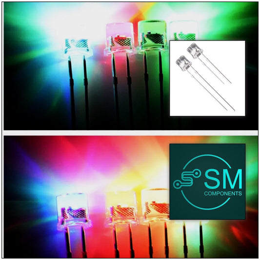 5mm LED Light Emitting Diode 7 COLOUR RGB SLOW flash 100pcs Clear FLAT TOP