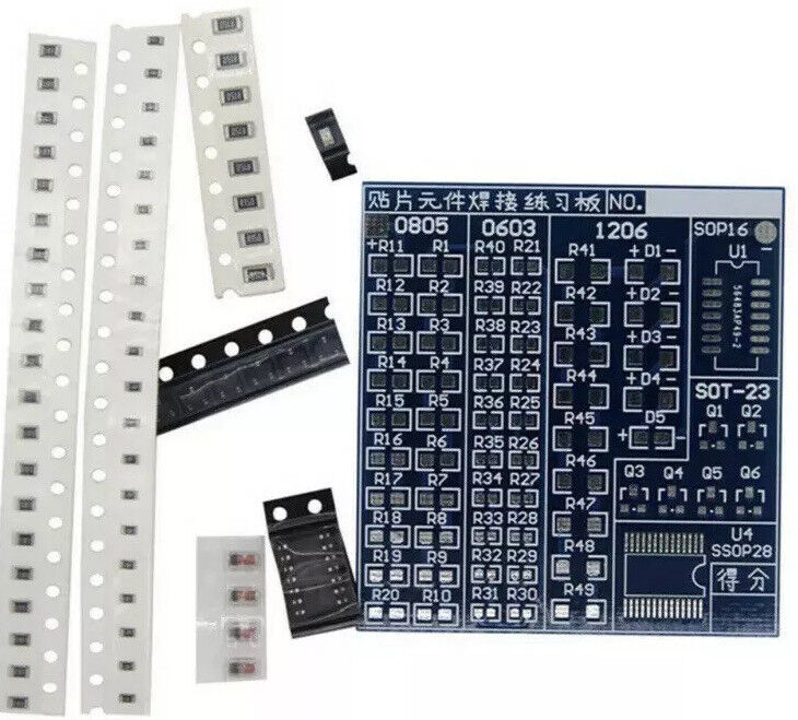 SMD/SMT PCB Component Soldering Practice Board Plate DIY Diode, Resistor, 2 Kits