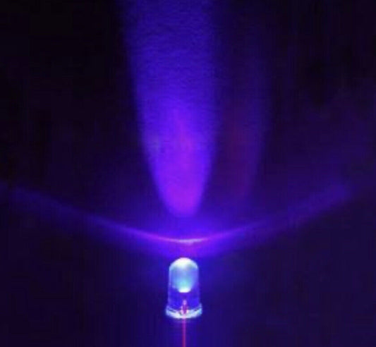 3mm UV Ultra Violet 100pc Led Light Emitting Diode Purple Clear Round Head 390nm