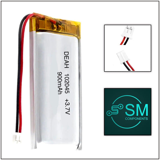 1 X Lithium Polymer Ion Battery LiPo 900mAh 3.7V 102045 10x20x45 PH2.0 Connect