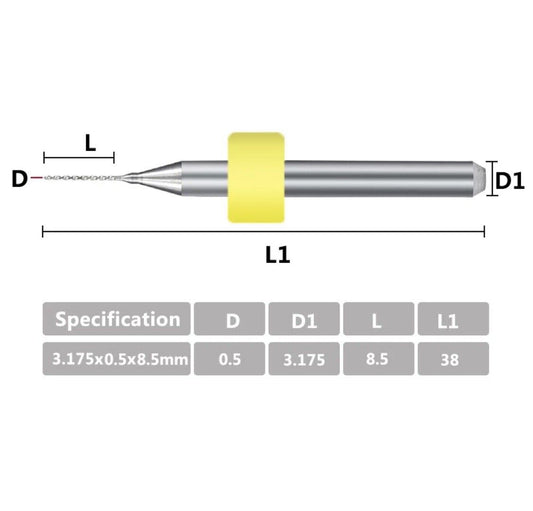 10Pcs 0.5mm PCB Print Circuit Board Tungsten Carbide Mini Micro Drill Bit Set