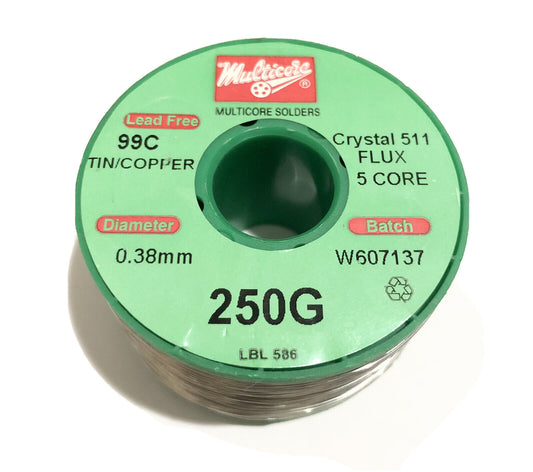 Multicore Lead Free 99C Tin/Copper Solder Crystal 511 5C Flux 0.38mm 0.25kg 1Pc