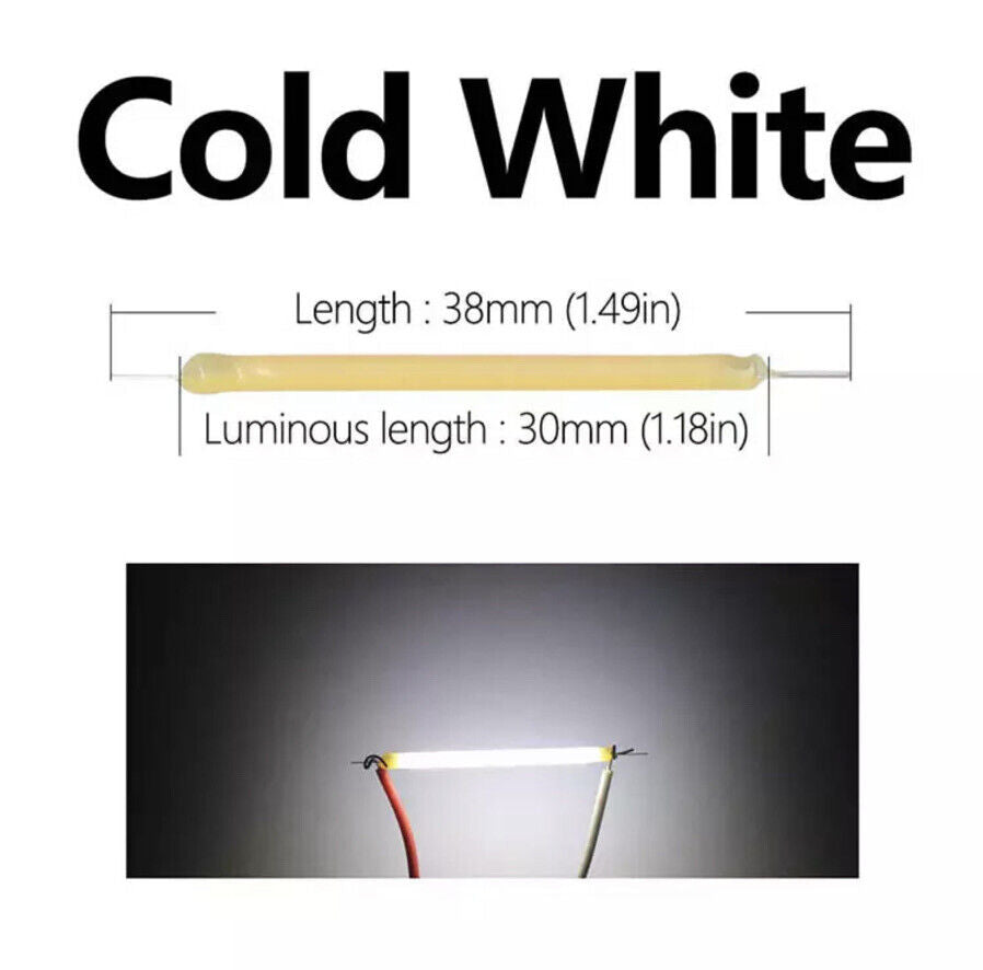 10Pcs DC 57V LED 40mm COOL WHITE Silicone Filament Led Light Emitting Diodes