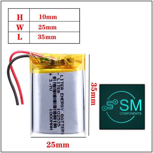 1 X Polymer Lithium Ion Battery LiPo 1000mAh 3.7V 102535 10x25x35 Inc Protection