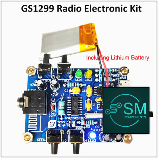 DIY Radio Kit 76MHz-108MHz Wireless Stereo FM Audio Receiver DIP+SMD Inc Battery