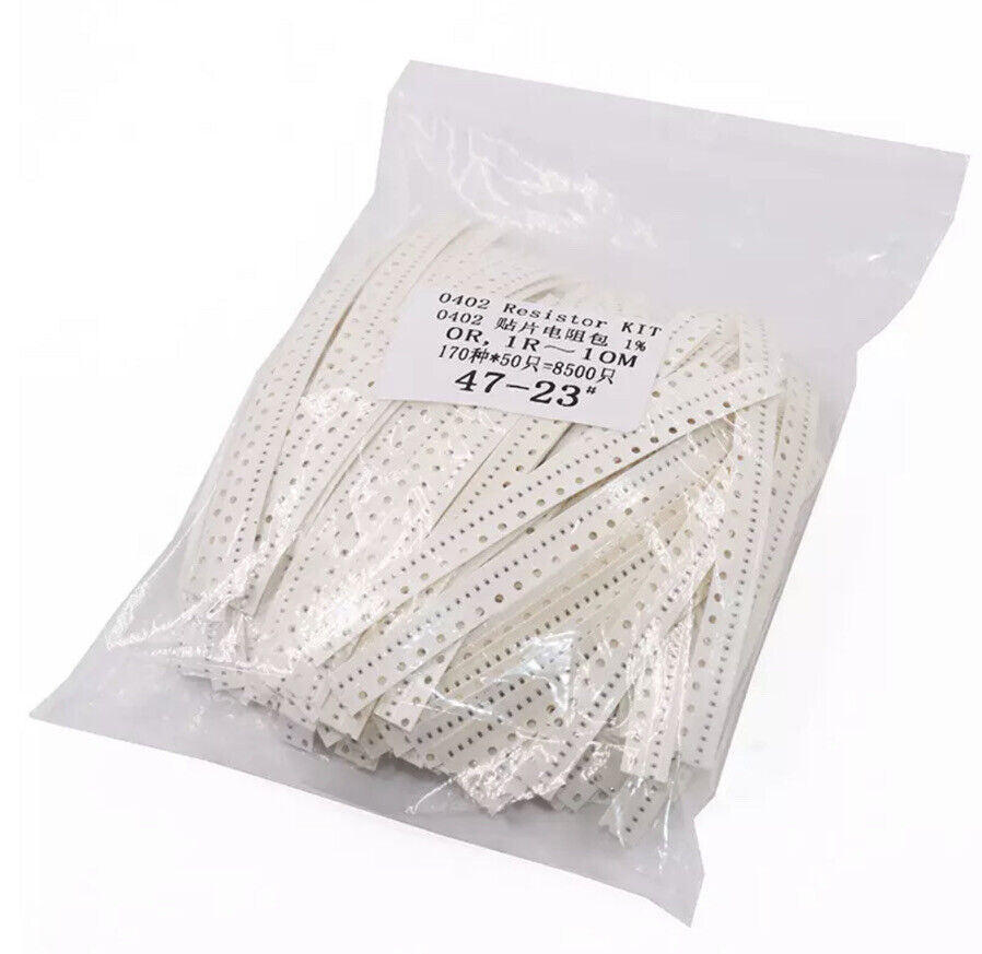 8500pcs 0402 SMD Resistor Kit 170 Values 1Ω-10MΩ 5% DIY Electronics & Repairs