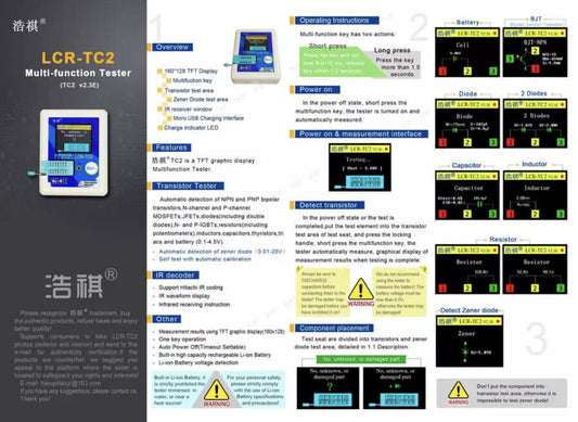 LCR-TC2 High-Precision Transistor Tester Upgraded Version V2.3E Inc Cable Kit