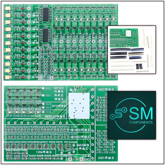 Soldering Practice SMD/SMT 0201 0402 0603 0805 SOT LEDS  DIY Kit Electronic PCB