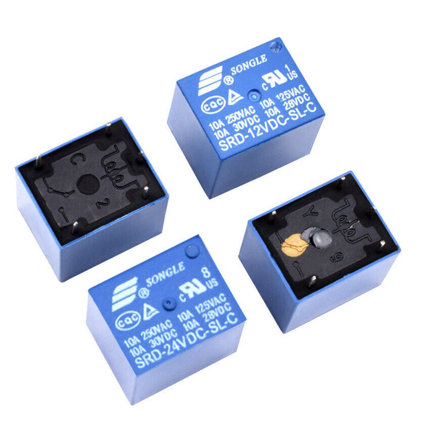 4PCS 9V 5 Pin Relay Quality DC Coil Power Relay SRD-09VDC-SL-C 9VDC 10A Arduino