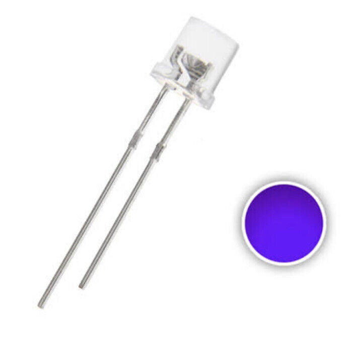 5mm UV Ultra Violent Purple LED Light Emitting Diode 100pcs  F5 Clear Flat Top