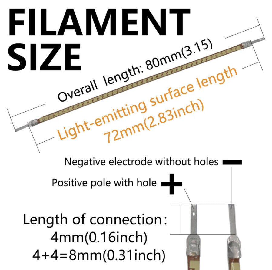 5PC DC3V LED 80mm COOL WHITE 6500K Super Flexible Silicone Filament Lamp LED DIY