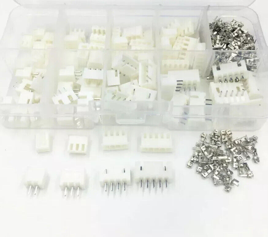 230pc JST-XH Kit 2/3/4/5Pin XH2.54mm Metric Pitch Terminal Header Connectors M&F