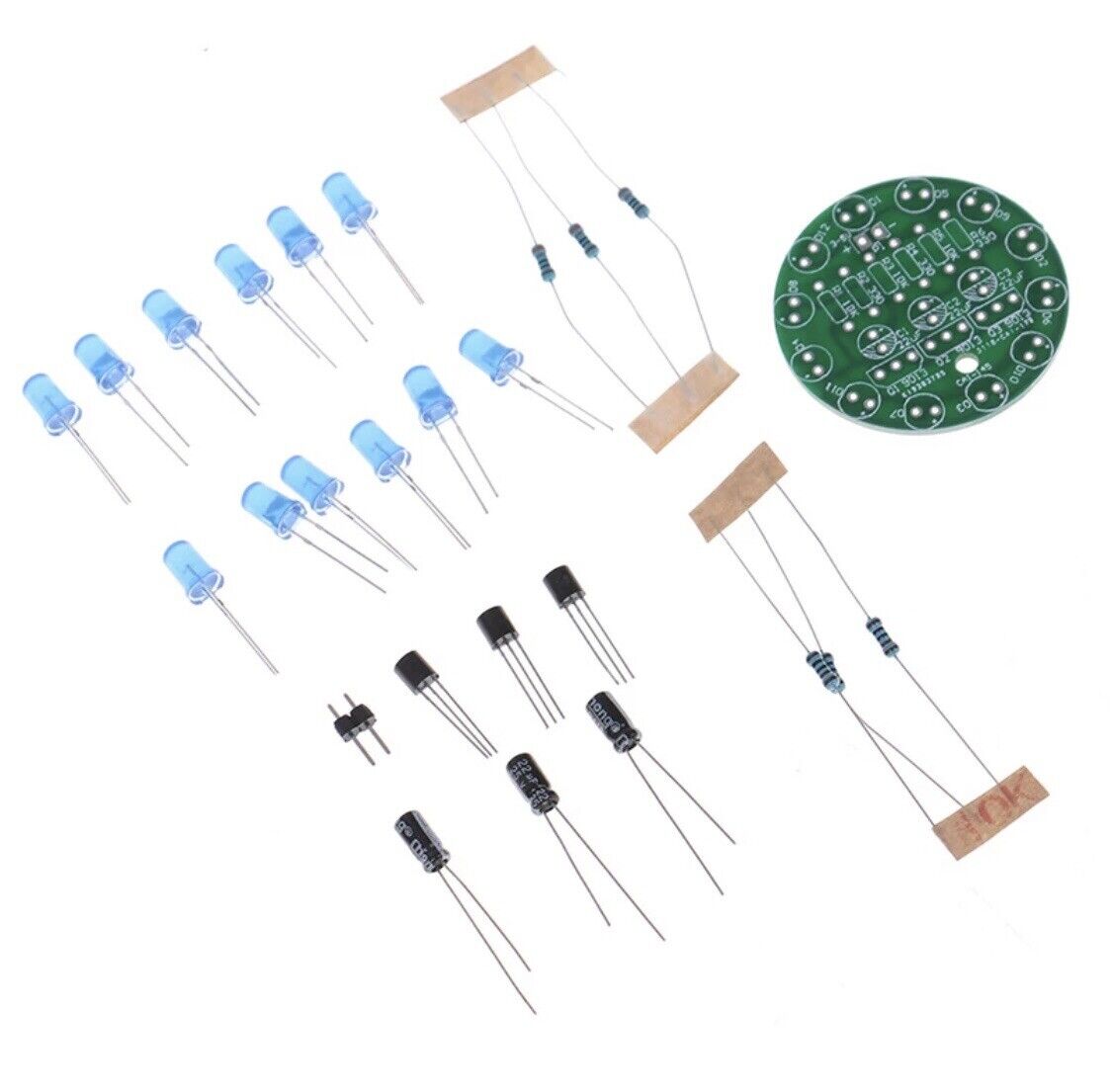 2PCS BLUE DIY Electronic Set LED Round Water Light DIY Soldering Practice Kit