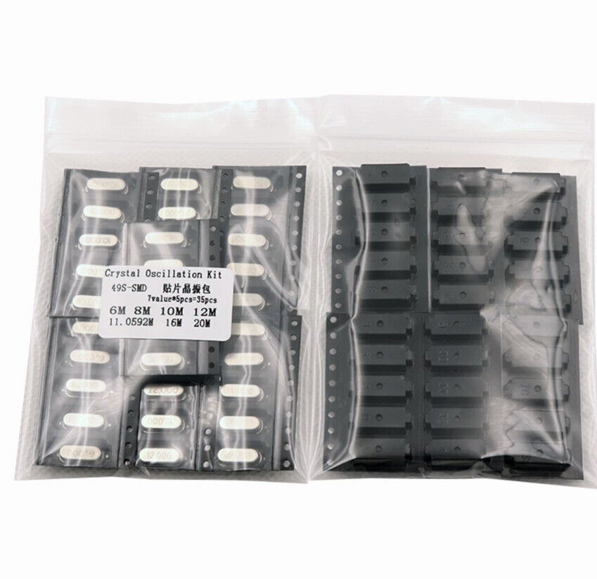 35pcs Crystal Oscillator SMD Electronic Kit, HC-49SMD 7 Values Quartz Oscillator