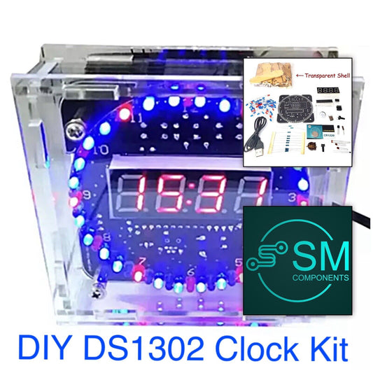 DIY DS1302 Rotating LED Electronic Digital Clock Temperature Display KIT + Case