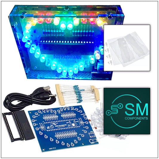 DIY RGB LED Heart Project Electronic Education Circuit Kit Inc Clear Case Cable