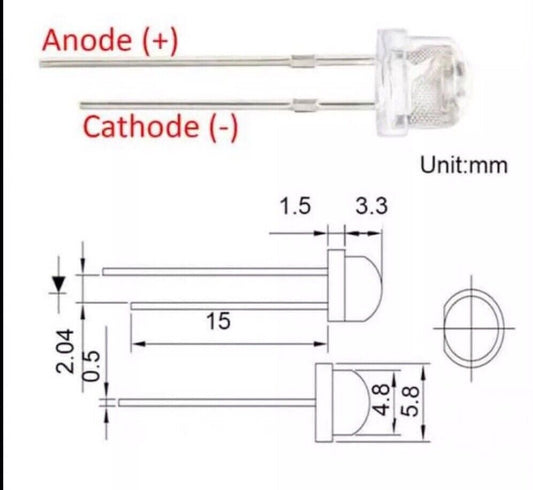 5mm Blue Straw Hat LED Light Emitting Diode 100pcs Round Clear Top 465-475nm