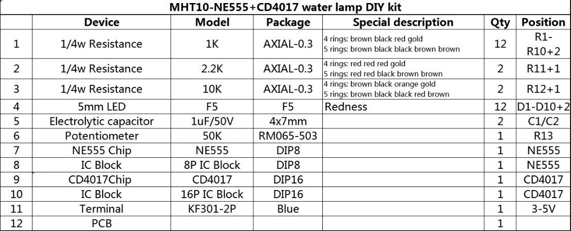 2 Kits NE555+CD4017 Running LED Water Flow Lights Electronic Practice DIY Kits