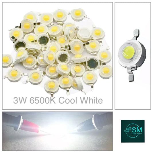 20 Pieces 3W LED High Power SMD LED 45mil Lights Beads Cool White 6500K Diodes