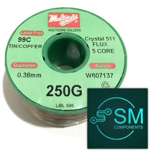 Multicore Lead Free 99C Tin/Copper Solder Crystal 511 5C Flux 0.38mm 0.25kg 1Pc