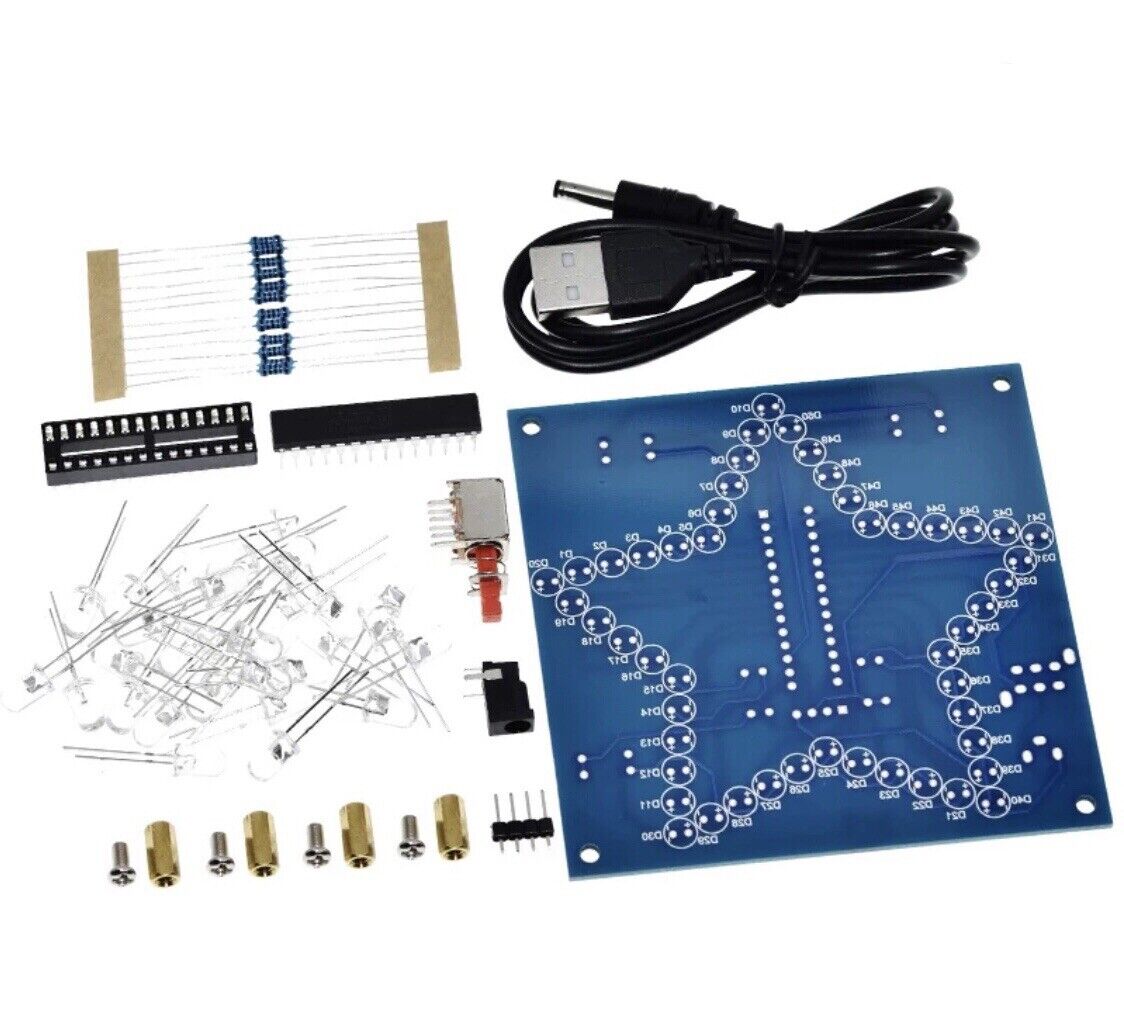 DIY RGB LED 5 Point Star Project Electronic Education Circuit Kit Inc Clear Case