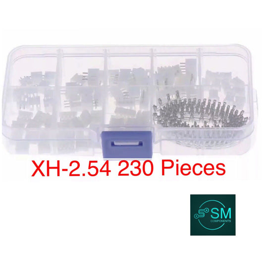 230pc JST-XH Kit 2/3/4/5Pin XH2.54mm Metric Pitch Terminal Header Connectors M&F