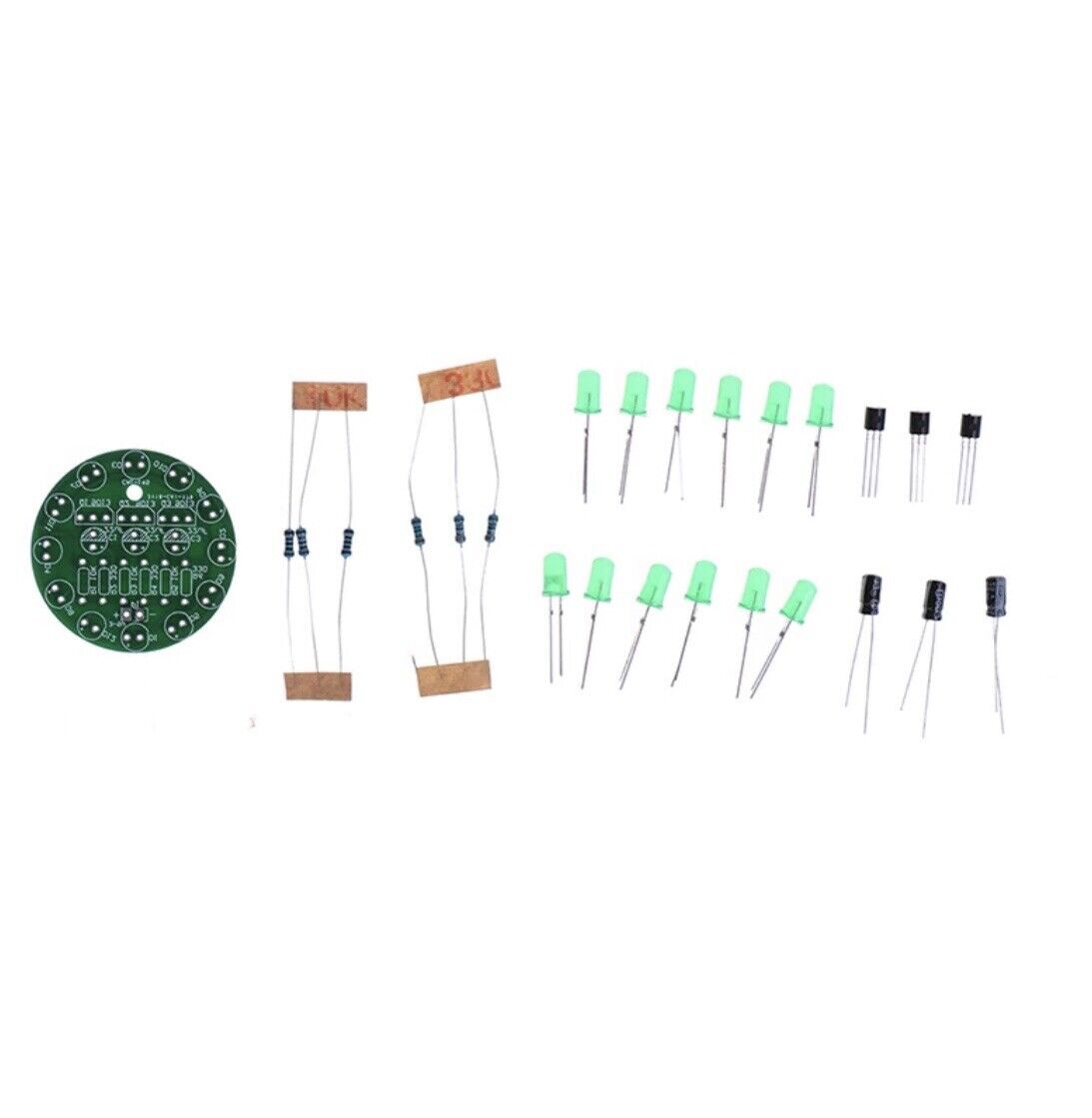 2PCS GREEN DIY Electronic Set LED Round Water Light DIY Soldering Practice Kit