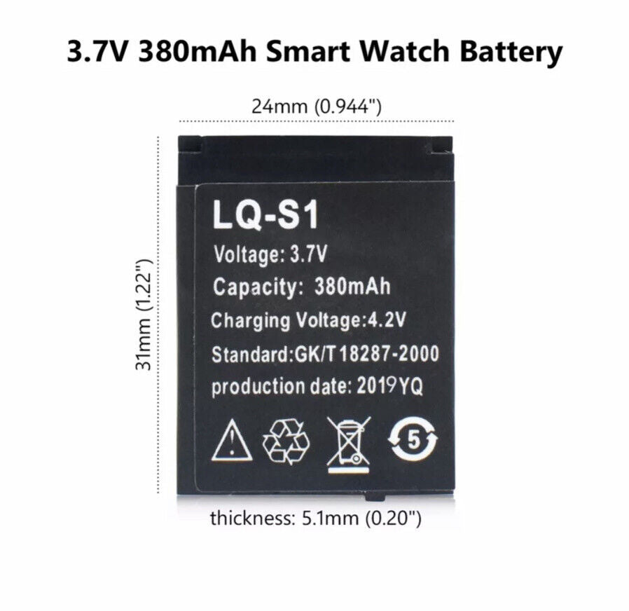 1PCS Smart Watch Battery LQ-S1 3.7V 380mah rechargeable battery AB-S1 DJ-09 DZ09