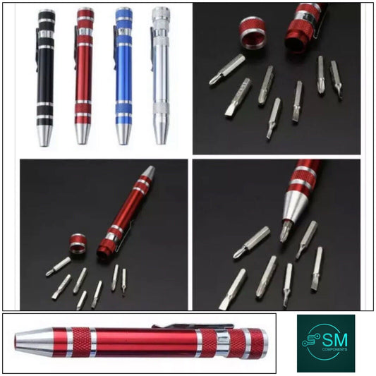 8 in 1 Screwdriver Pen RED Alloy Screw Screwdriver Repair Multifunction Tools