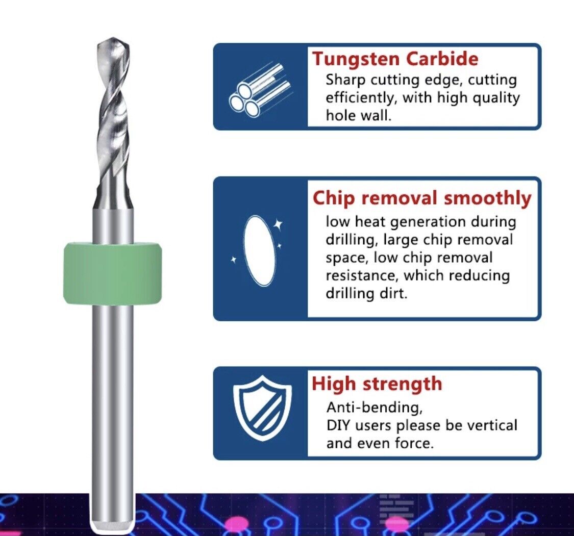 10Pcs 2.5mm PCB Print Circuit Board Tungsten Carbide Mini Micro Drill Bit Set