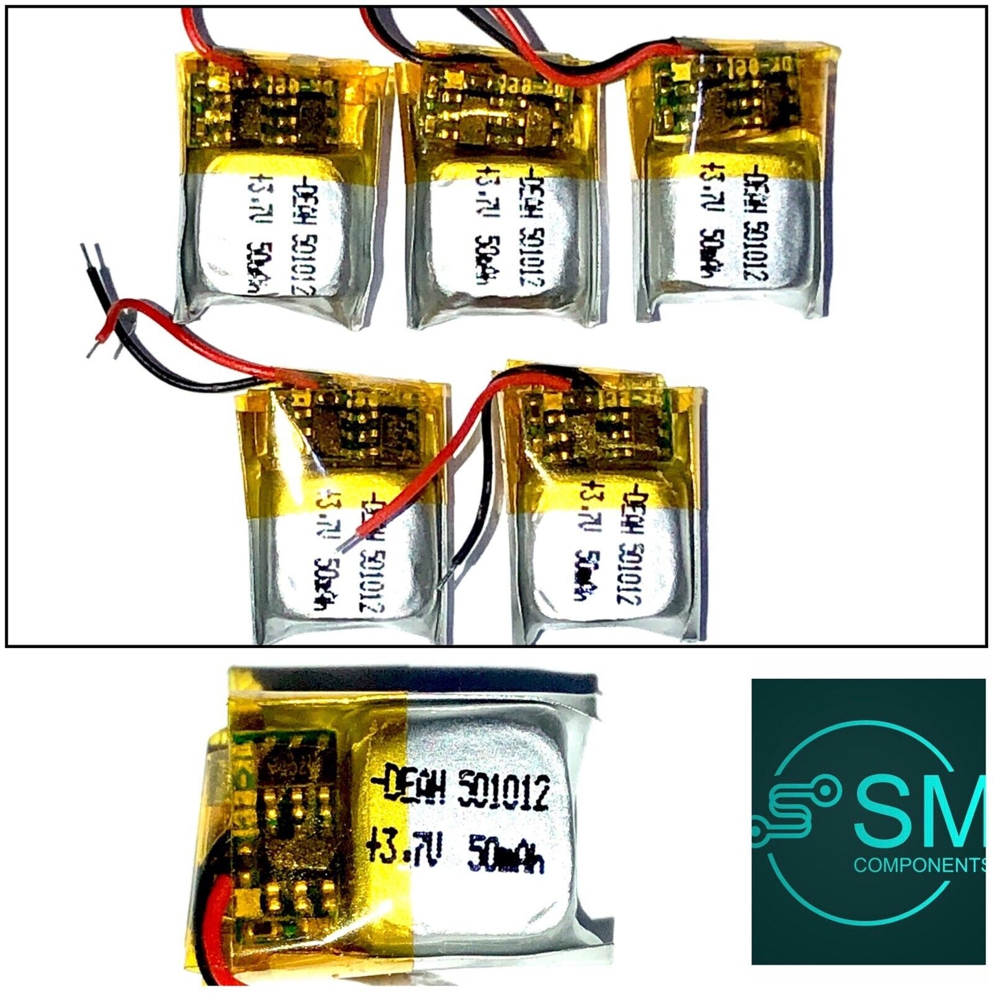 2 X 3.7V 50mAh MINI LiPo Rechargeable Battery Mp3 GPS Headphone Headset 501012