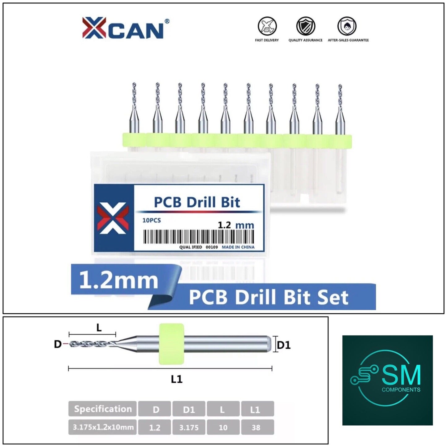 10Pcs 1.2mm PCB Print Circuit Board Tungsten Carbide Mini Micro Drill Bit Set