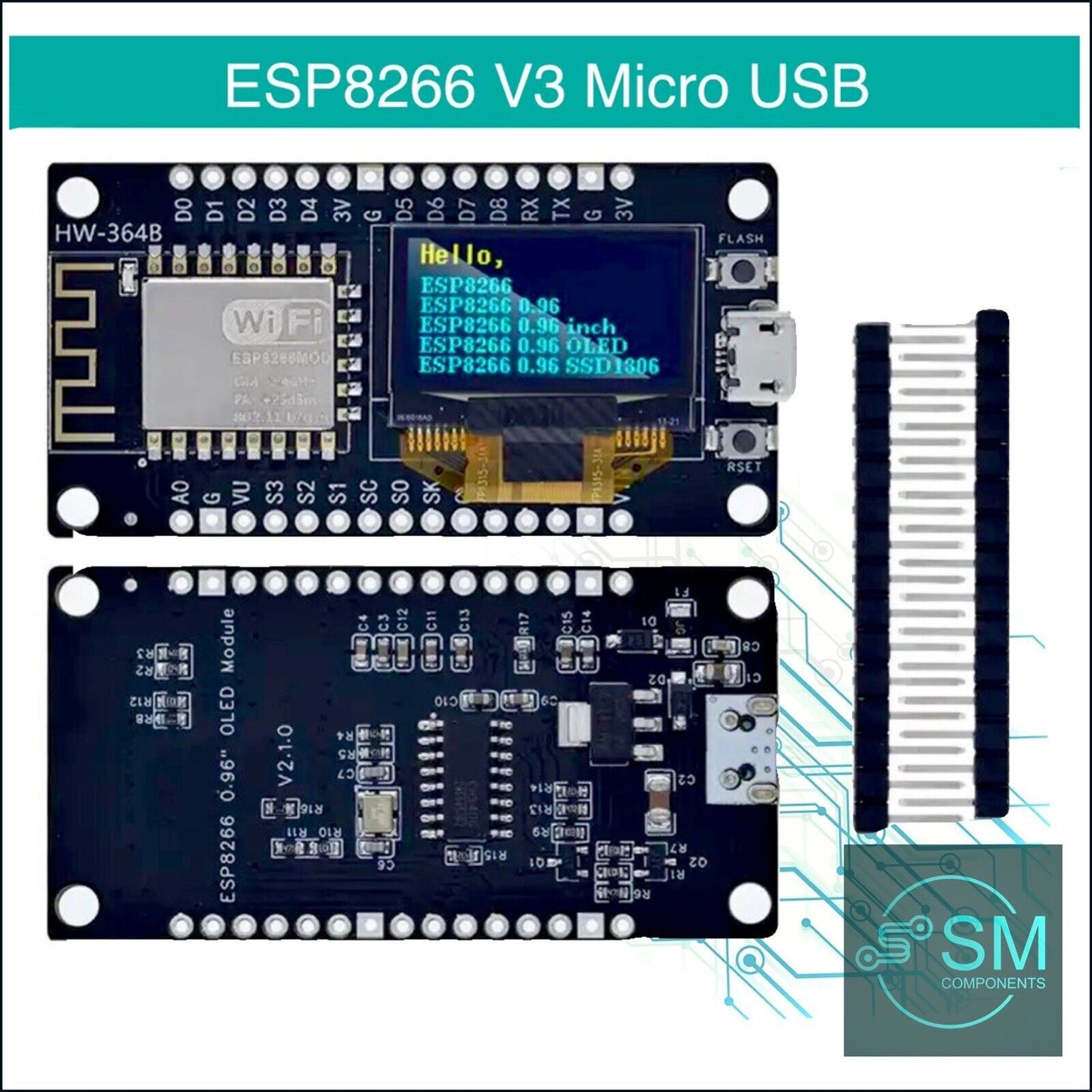 0.96" OLED ESP8266 NodeMCU Development Board Wifi Module CH340G Driver Module