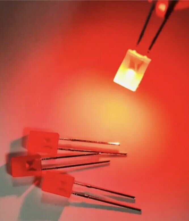 100pcs RED 2x5x7mm Diffused Red Resin Rectangle Led Light Emitting Diode 620nm