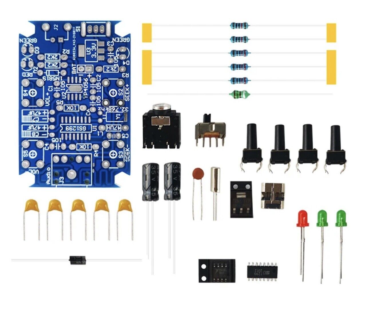 DIY Radio Kit 76MHz-108MHz Wireless Stereo FM Audio Receiver DIP+SMD I ...