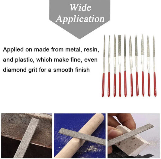 10PCS 140 X 3mm Diamond Mini Needle File Set Jewellery Electronics Metal Glass