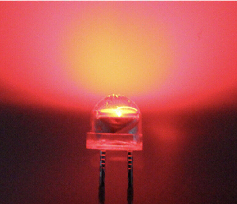 5mm Red Straw Hat Large Chip Led Diode 100pcs Round Head LED Clear Top 620-630nm