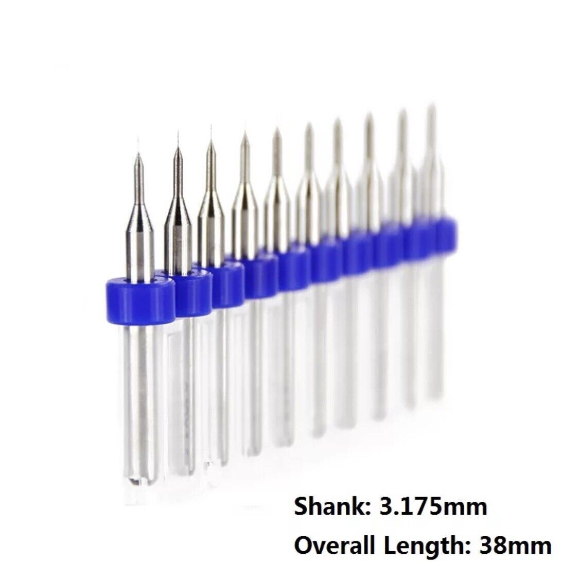 10Pcs 0.15mm PCB Print Circuit Board Tungsten Carbide Mini Micro Drill Bit Set