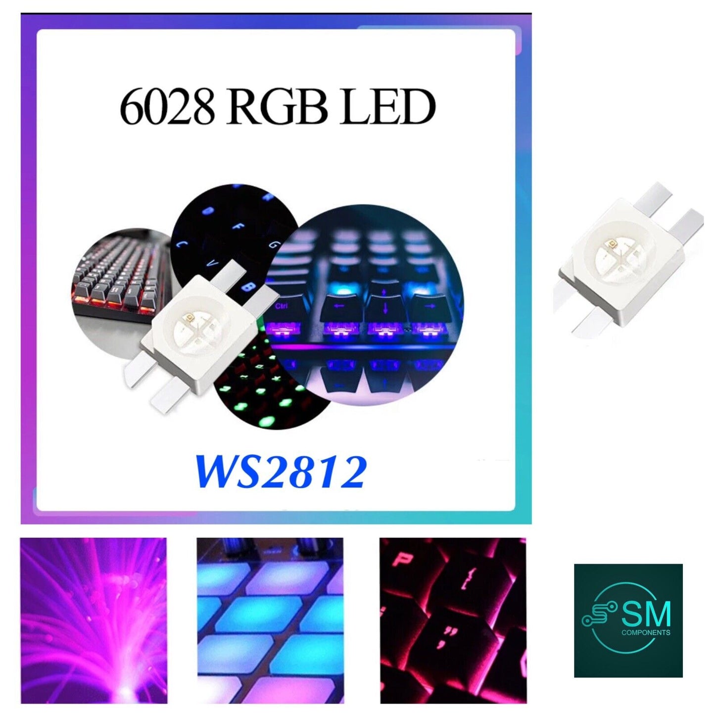 50PCS WS2812B RGB 6028 Individually Addressable LED Chip light DC 5V DIY