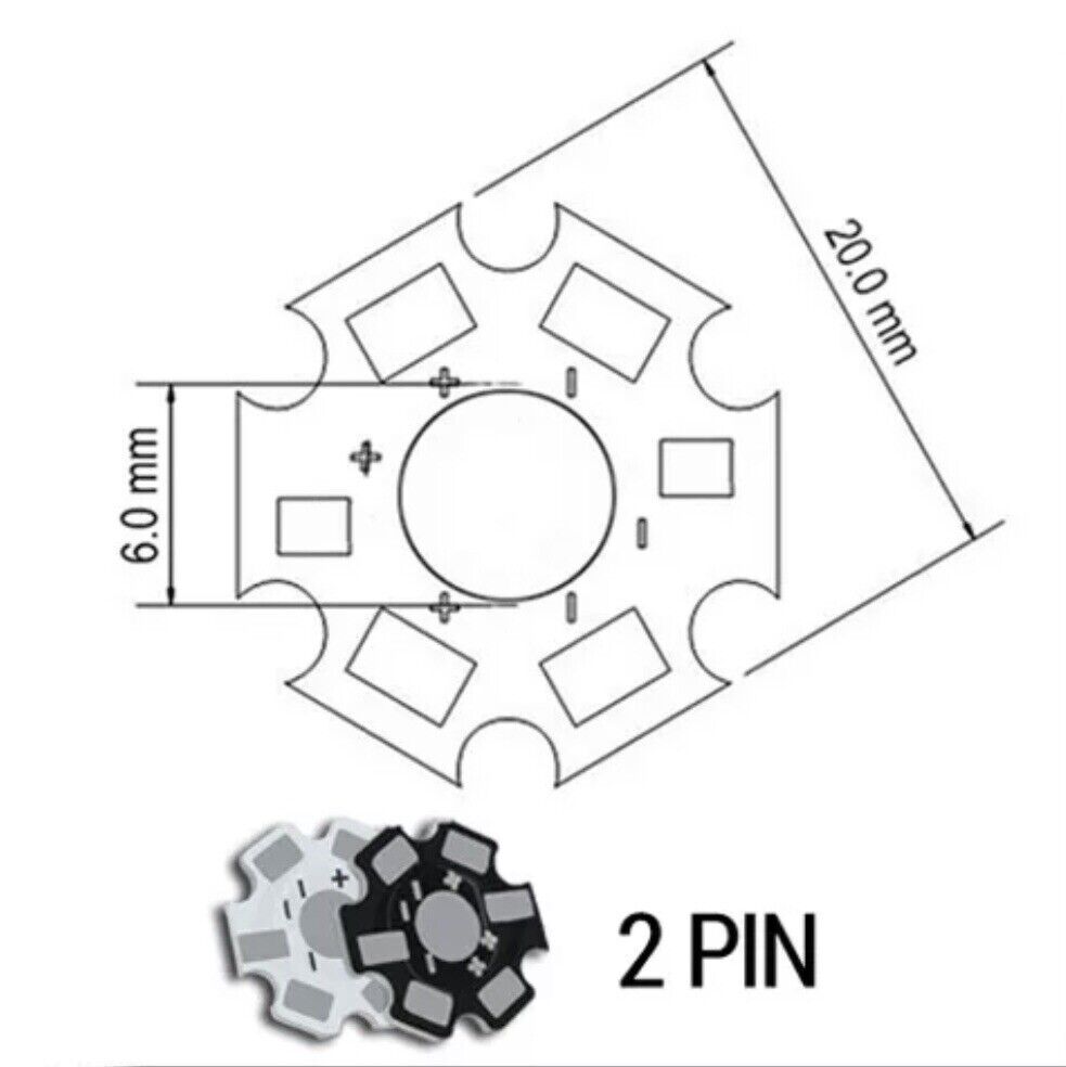 20PC BLACK 1-3-5W High Power LED PCB Aluminium Star base Heat sink DIY PCB 20mm